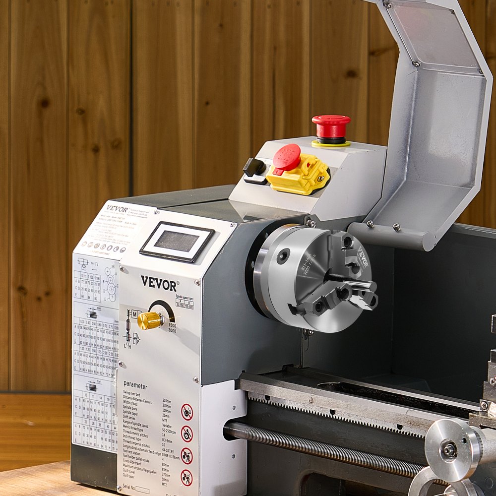 VEVOR Mandril de Torno de 3 Mordazas Diámetro Exterior de 160 mm Autocentrante con Placa de Soporte Roscada, Rango de Sujeción de 3-145 mm con Tornillos de Llave en T para Torno de Madera y Metal