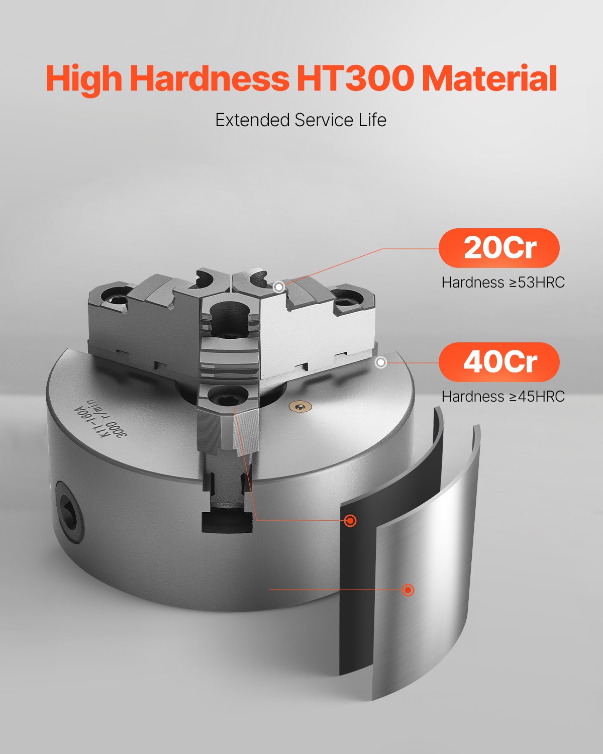 VEVOR Mandril de Torno de 3 Mordazas Diámetro Exterior de 160 mm Autocentrante con Placa de Soporte Roscada, Rango de Sujeción de 3-145 mm con Tornillos de Llave en T para Torno de Madera y Metal