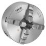 VEVOR 4-jaw chuck, φ200 mm, self-centering chuck with 38.1 mm 8 threaded insert plate, 4-200 mm clamping range with T-bolts, HT300 material, for wood/metal lathes