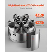 VEVOR Mandril de Torno de 6 Mordazas y 160 mm, Rango de Sujeción de 3-145 mm