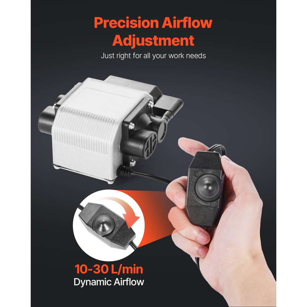 VEVOR Kit de Bomba de Asistencia de Aire para Cortadora y Grabadora Láser, Flujo de Aire Ajustable de 30 L/min, Elimina Humo y Polvo, Reduce la Temperatura de la Superficie, Protege la Lente Láser