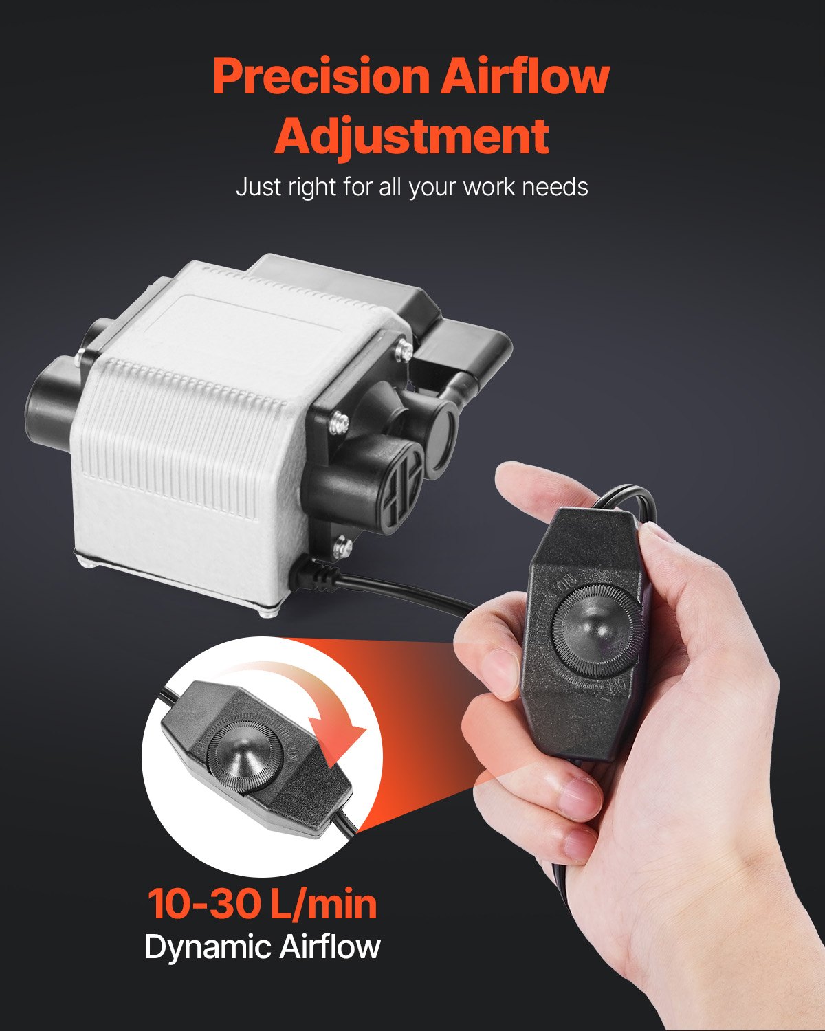 VEVOR Kit de Bomba de Asistencia de Aire para Cortadora y Grabadora Láser, Flujo de Aire Ajustable de 30 L/min, Elimina Humo y Polvo, Reduce la Temperatura de la Superficie, Protege la Lente Láser