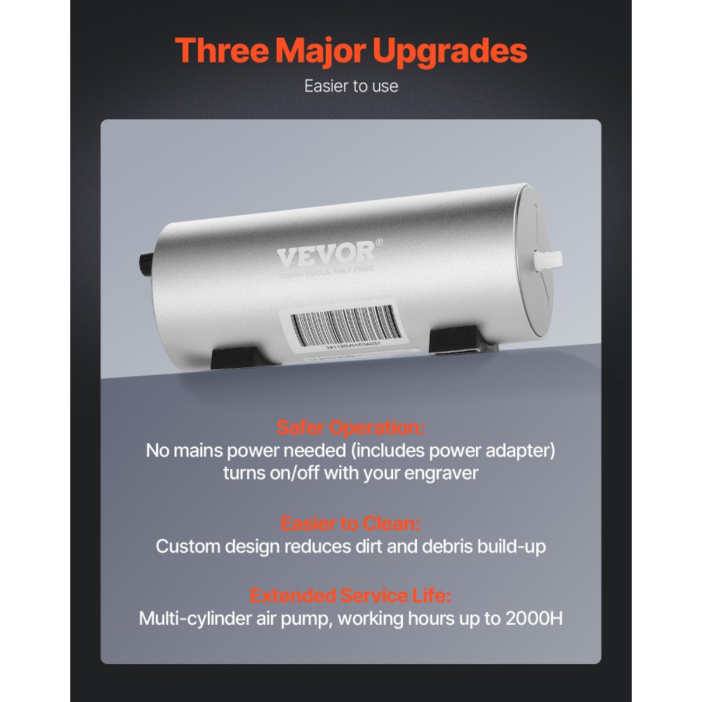 VEVOR Air Assist for Laser Engravers, Adjustable Airflow of 30 L/min, Air Assist Pump Set, Eliminates Smoke & Dust, Reduces Surface Temperature, Protects Laser Lens, Air Support Set