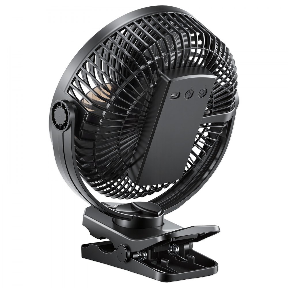 VEVOR Ventilador Portátil con Clip, Batería Doble hasta 139 CFM, 4 Velocidades 3 Fijas 1 Modo de Circulación, Ventilador con Pinza USB-C para Oficina Escritorio Camping Viaje Cinta de Correr, Negro