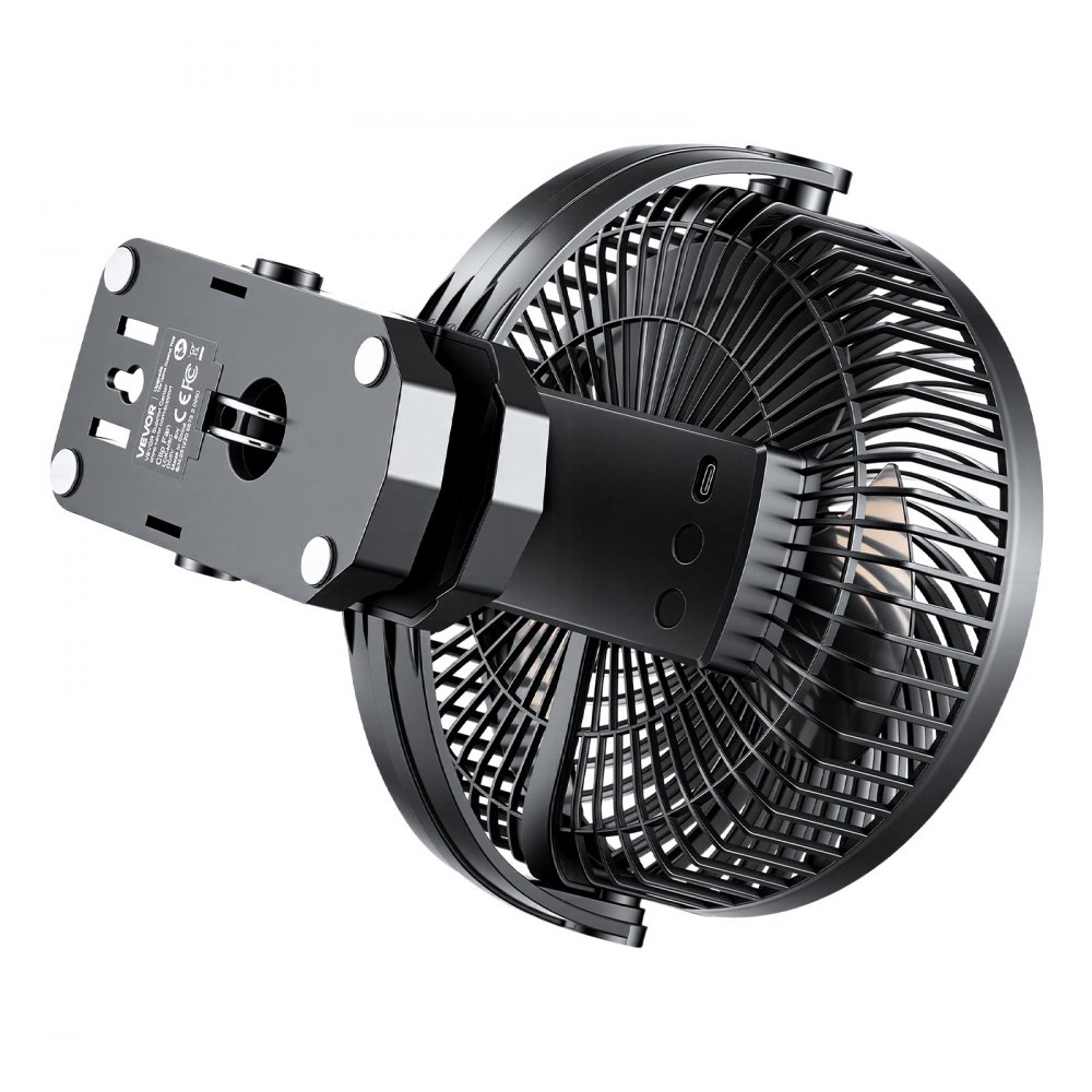 VEVOR Ventilador Portátil con Clip con Luz LED 2 Niveles, Batería 37 Wh, 4 Velocidades 3 Fijas y 1 Modo de Circulación, Control Táctil, Ventilador con Pinza USB-C para Viaje Camping Escritorio Oficina