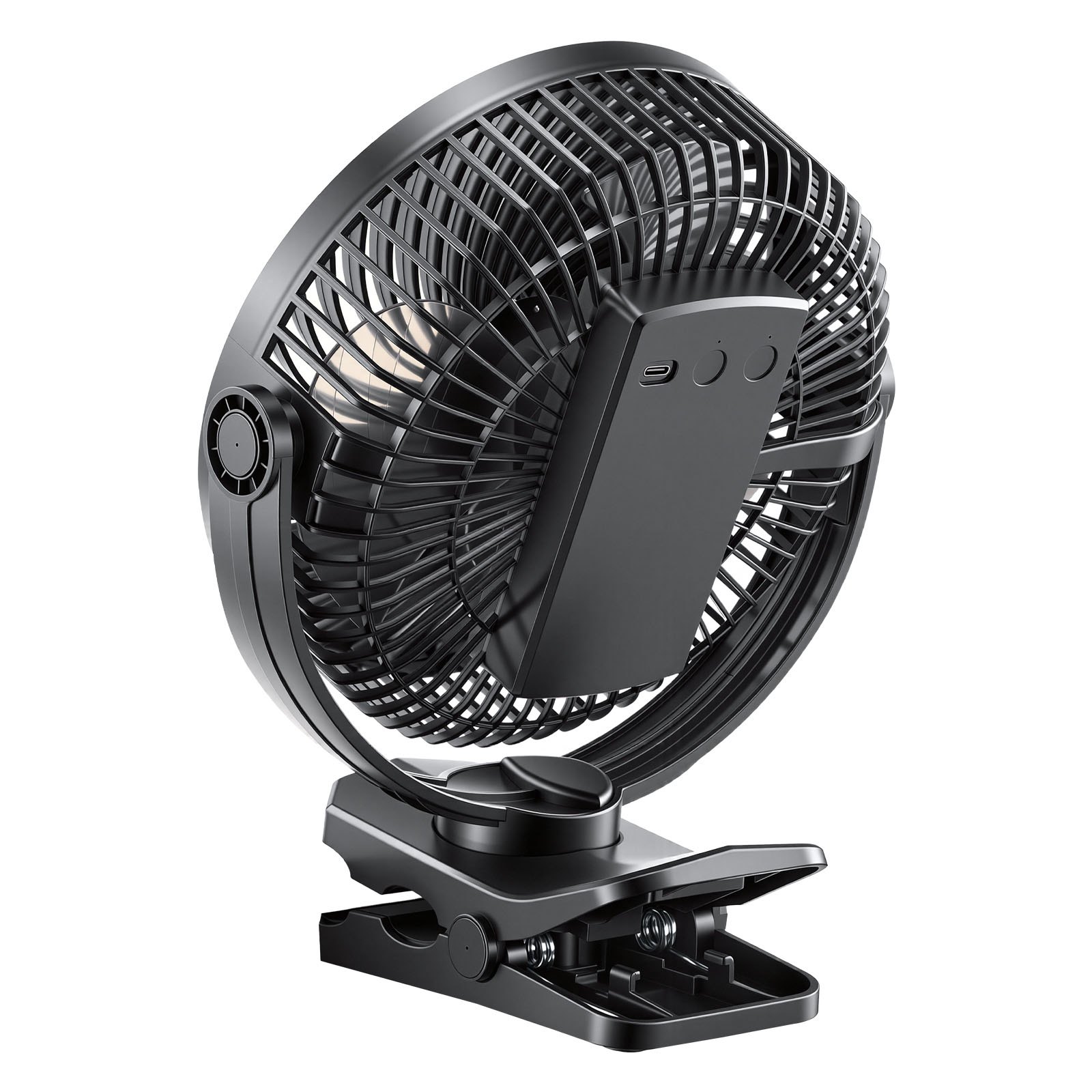 VEVOR Ventilador Portátil con Clip con Luz LED 2 Niveles, Batería 37 Wh, 4 Velocidades 3 Fijas y 1 Modo de Circulación, Control Táctil, Ventilador con Pinza USB-C para Viaje Camping Escritorio Oficina
