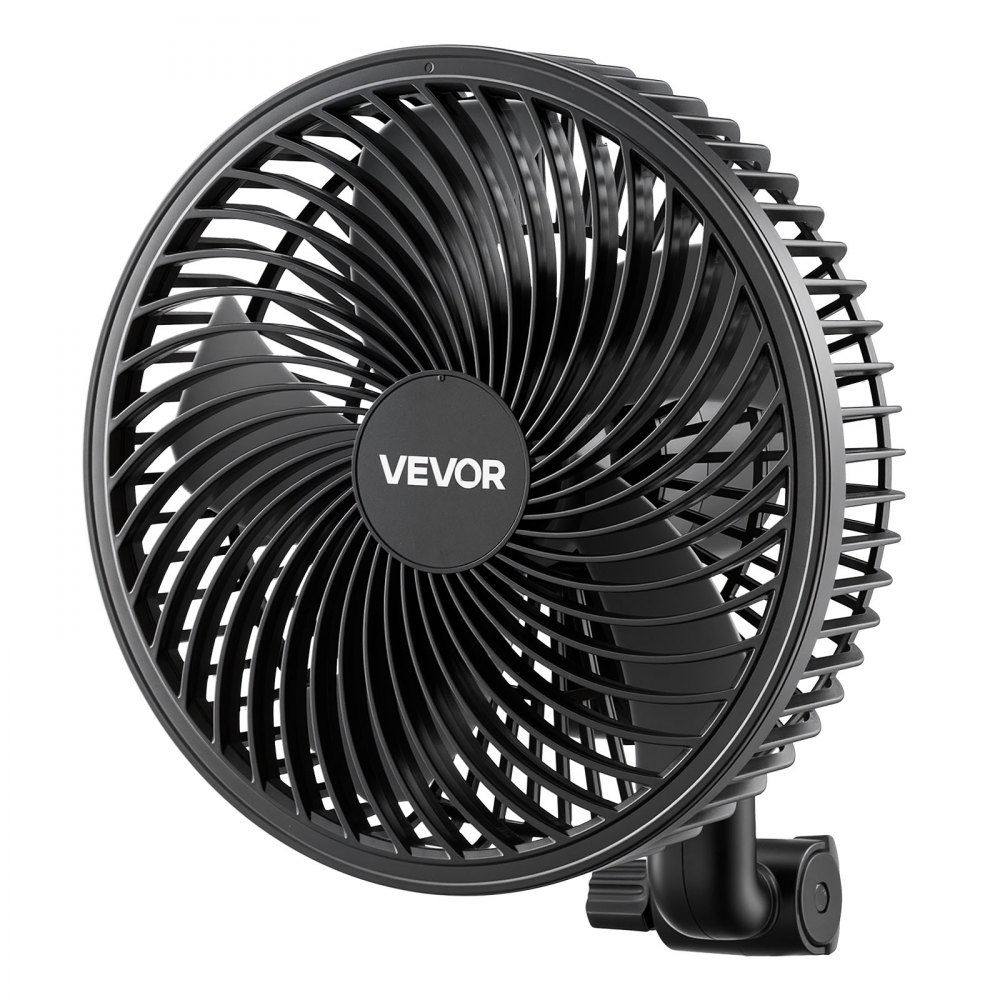 VEVOR Ventilador con Clip de Cultivo Paquete de 2, Type-C, Doble Motor, 10 Velocidades 9 Fijas y 1 Modo Circulación, Cable 1,5 m, Ventilador con Clip Oscilante 125 CFM para Plantas Invernadero Interior