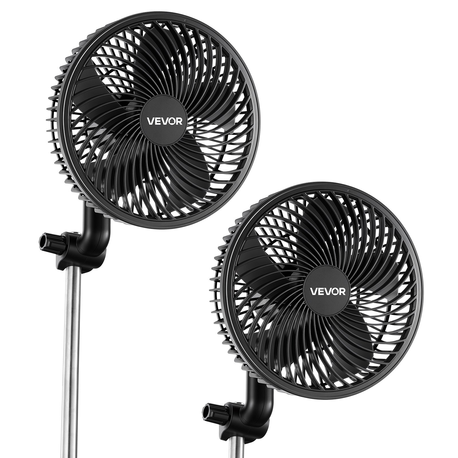 VEVOR Ventilador con Clip de Cultivo Paquete de 2, Type-C, Doble Motor, 10 Velocidades 9 Fijas y 1 Modo Circulación, Cable 1,5 m, Ventilador con Clip Oscilante 125 CFM para Plantas Invernadero Interior