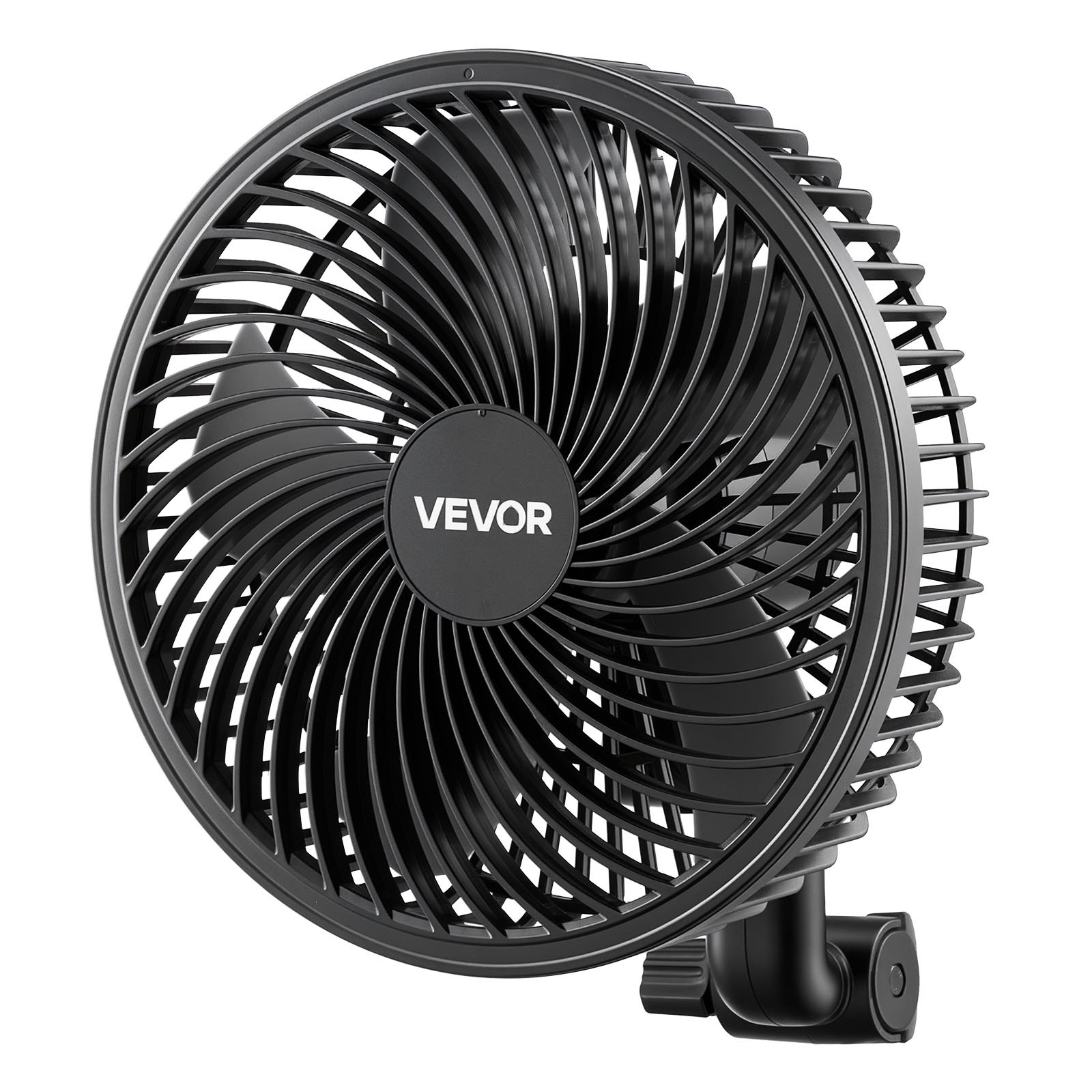 VEVOR Ventilador con Clip de Cultivo, Type-C, Doble Motor, 10 Velocidades 9 Fijas y 1 Modo Circulación, Cable 1,5 m, Ventilador con Clip Oscilante 45° 90° 125 CFM para Plantas Invernadero Interior