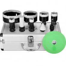 VEVOR Juego de 6 brocas de diamante 20/25/35/50/75/100 mm, kit de sierra perforadora con cortador de dedos, hoja de sierra cónica y estuche para brocas para azulejos secos y húmedos