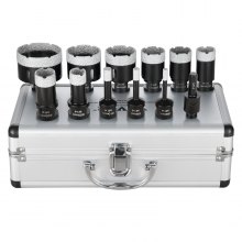 VEVOR Juego de 11 brocas de diamante de 6/8/10/20/25/28/32/35/45/50/65 mm, kit de sierra perforadora con conector M14 y estuche de almacenamiento para brocas para azulejos secos y húmedos de cerámica