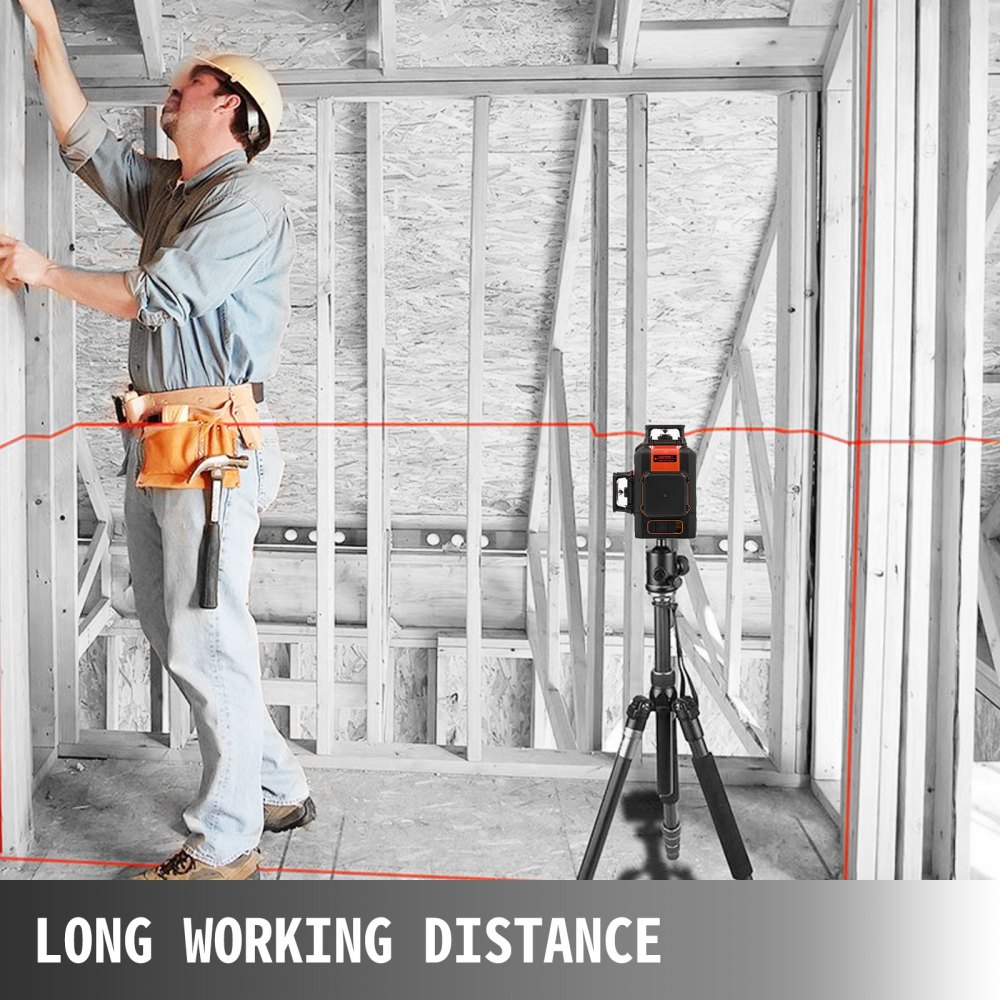 360° Nivel Láser Rotativo Rojo 3d 12 Líneas Autonivelante Horizontal Vertical