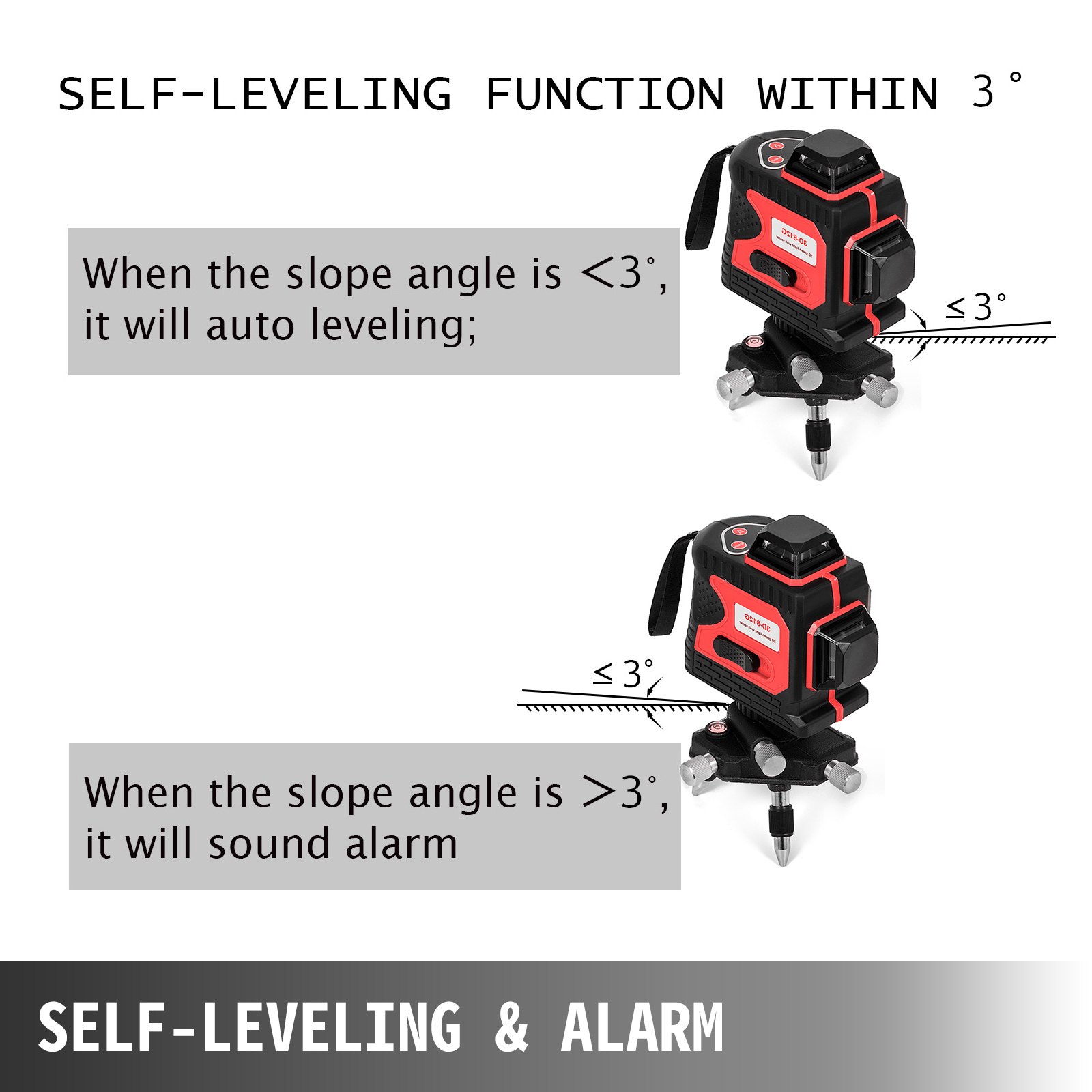360° Nivel Láser Rotativo Rojo 3d 12 Líneas Autonivelante Horizontal Vertical