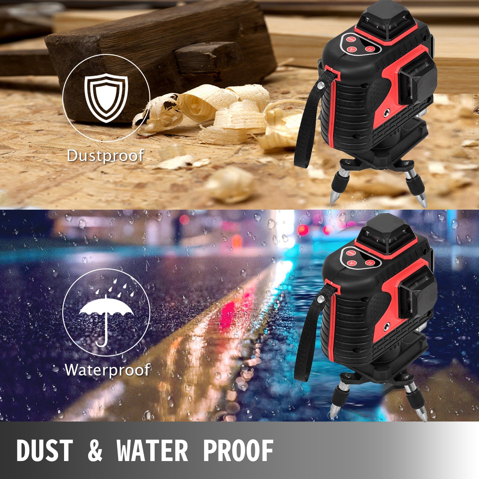 360° Nivel Láser Rotativo Rojo 3d 12 Líneas Autonivelante Horizontal Vertical