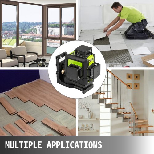 VEVOR Nivel Láser Autonivelante, 12 Líneas, Equipo de Láser Rotativo Horizontal y Vertical, Distancia de Trabajo de 25 m, Líneas de Nivel Láser, a Prueba de Polvo y Agua y un Diseño Giratorio de 360 °