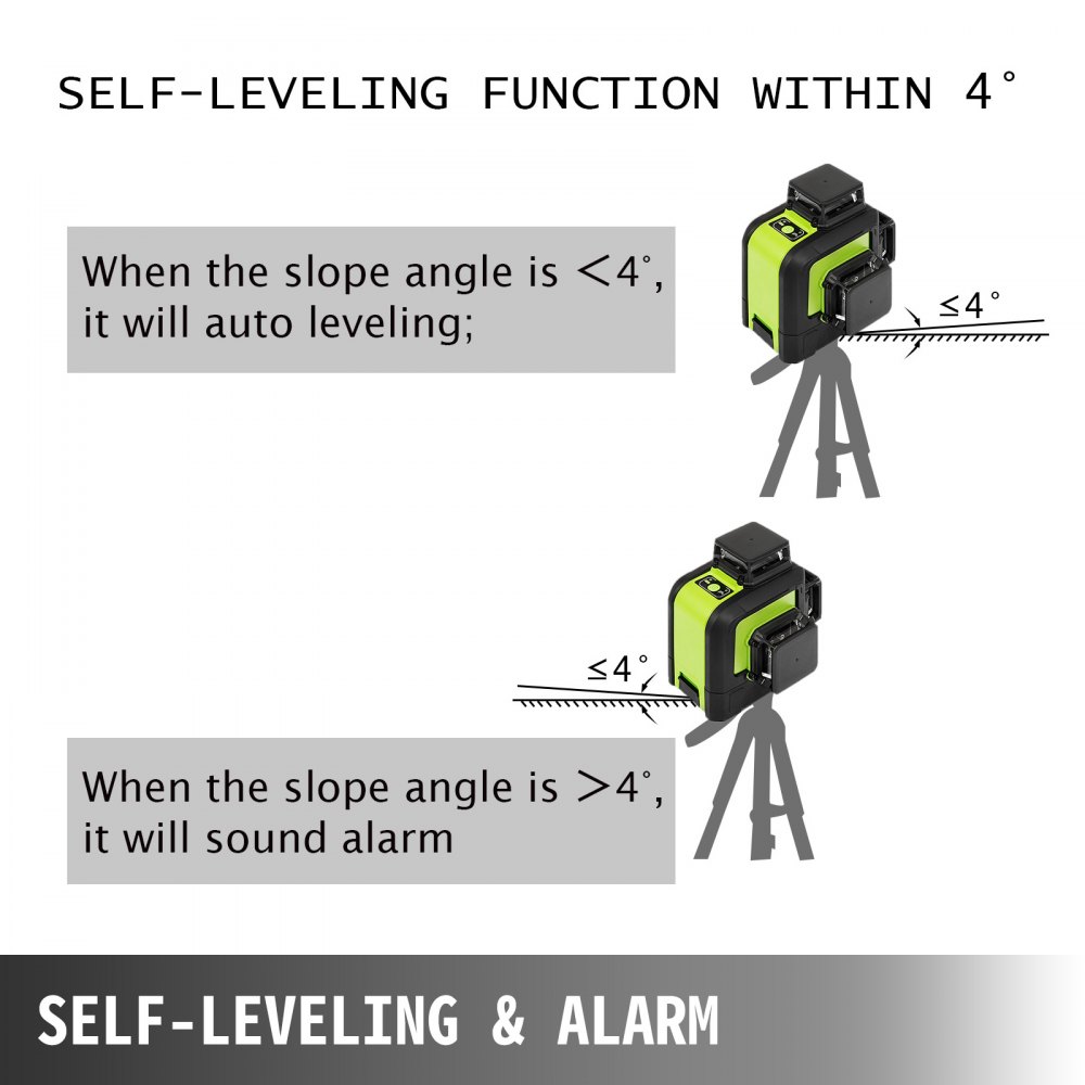 VEVOR Nivel Láser Autonivelante, 12 Líneas, Equipo de Láser Rotativo Horizontal y Vertical, Distancia de Trabajo de 25 m, Líneas de Nivel Láser, a Prueba de Polvo y Agua y un Diseño Giratorio de 360 °