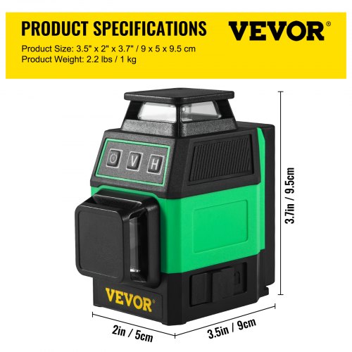 VEVOR 8 Líneas Nivel Láser Autonivelación 2x360 grados Nivel Láser de Línea Cruzada con Luz Verde 9 x 5 x 9,5 cm Nivel Láser Líneas con Control Remoto, Modo Automático y Manual, Clasificación IP54