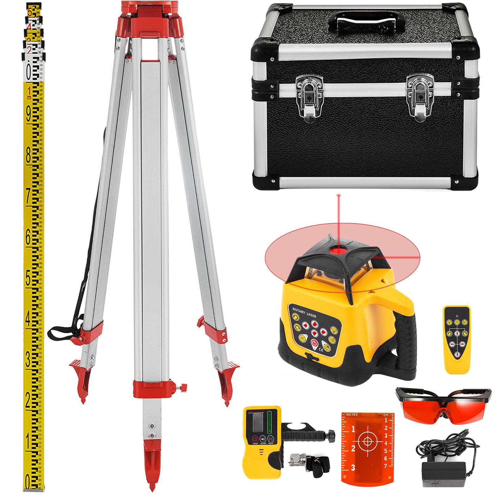 Vevor 360° Nivel Láser Rojo Rotativo Líneas Autonivelante 500m+1.65m Trípode
