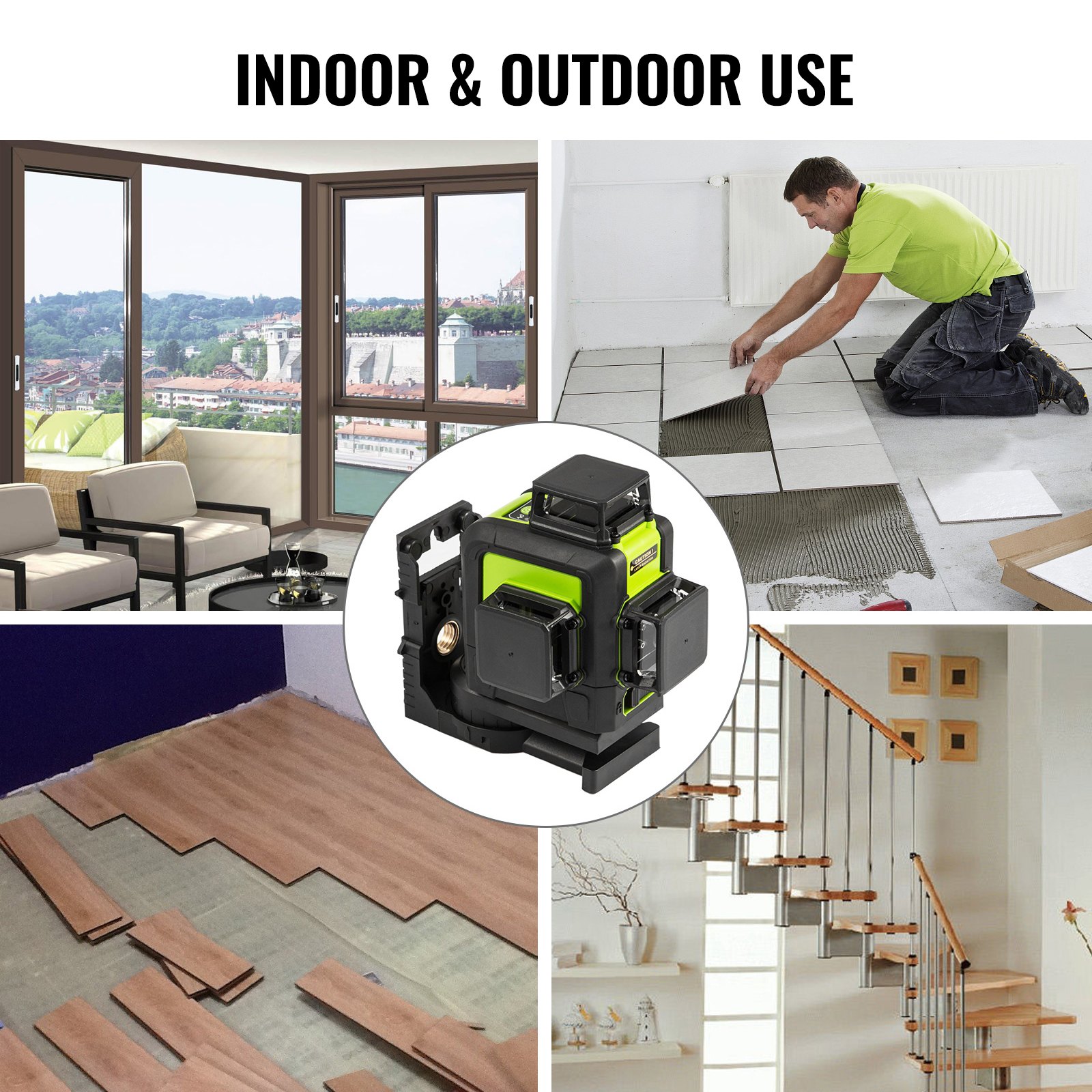 Nivel Láser 360° Construcción Digital Rango De 30m A Prueba De Polvo Y Agua