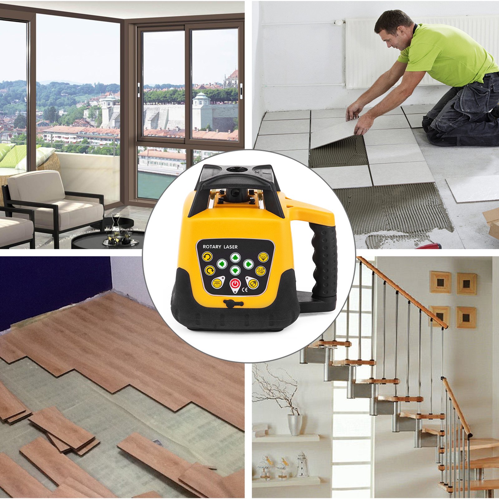 VEVOR Nivel Láser Auto-Nivelación 360 Grados Nivel de Láser Verde 500 m Rango Nivel Láser Giratorio, Nivel de Láser Impermeable Trabajo Continuo 25 Horas para Trabajo, Construcción, Decoración, Hogar