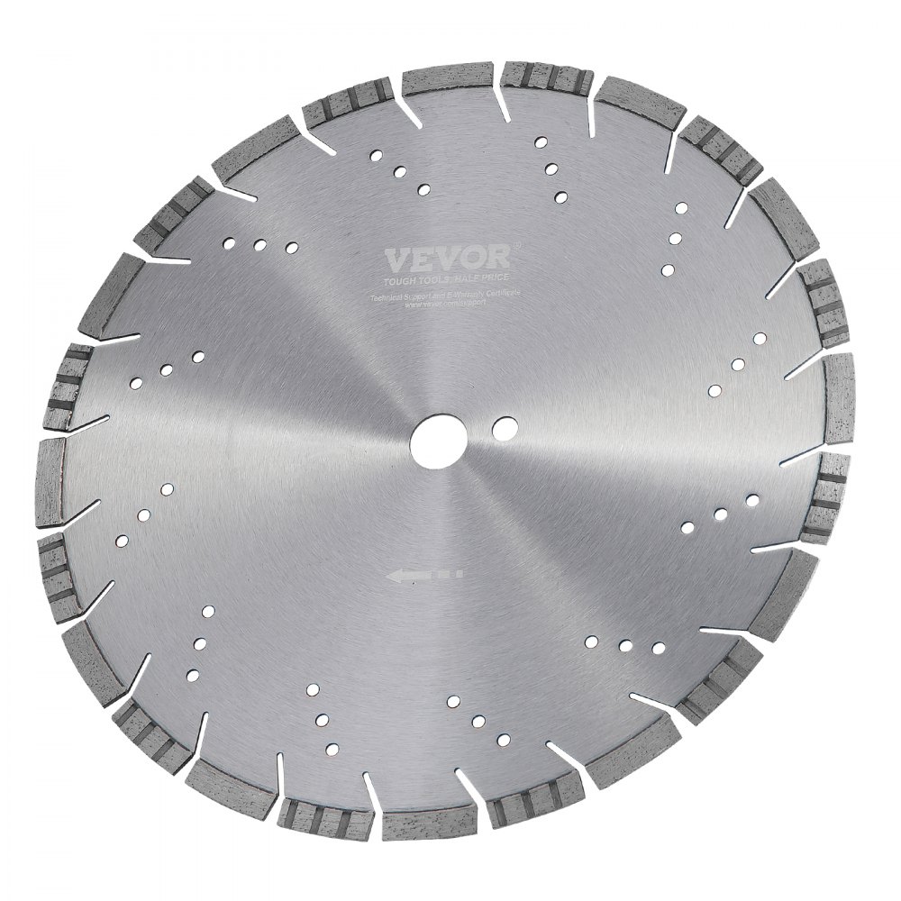 VEVOR Disco de Corte de Diamante 350 mm Disco de Diamante Húmedo o Seco Hoja de Sierra con Dientes Inclinados 10 mm Diámetro del Orificio Central Universal 25,4 mm Para Hormigón, Azulejos, Ladrillo
