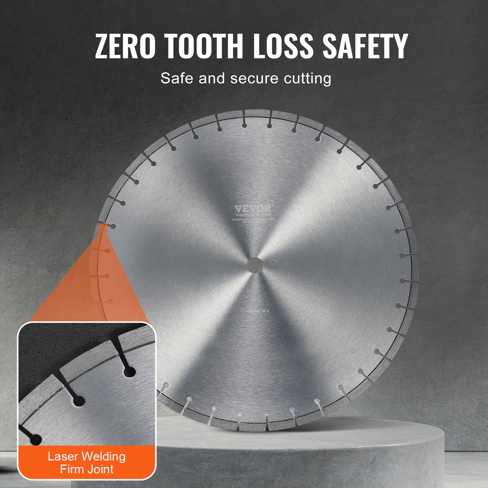 VEVOR Diamond Saw Blade, Concrete Saw Blade, 40 cm, for wet or dry work, 12 mm diamond segment saw blade with flat teeth, center hole diameter 25.4 mm, for concrete, cement slabs, tiles, bricks