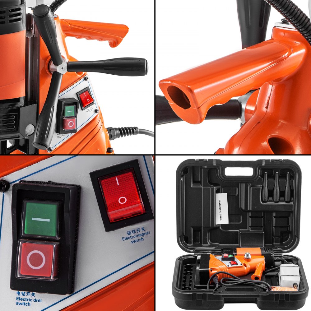 VEVOR Taladro de Base Magnética 10,000 N /1100 W 6 PCS Velocidad de 700 RPM