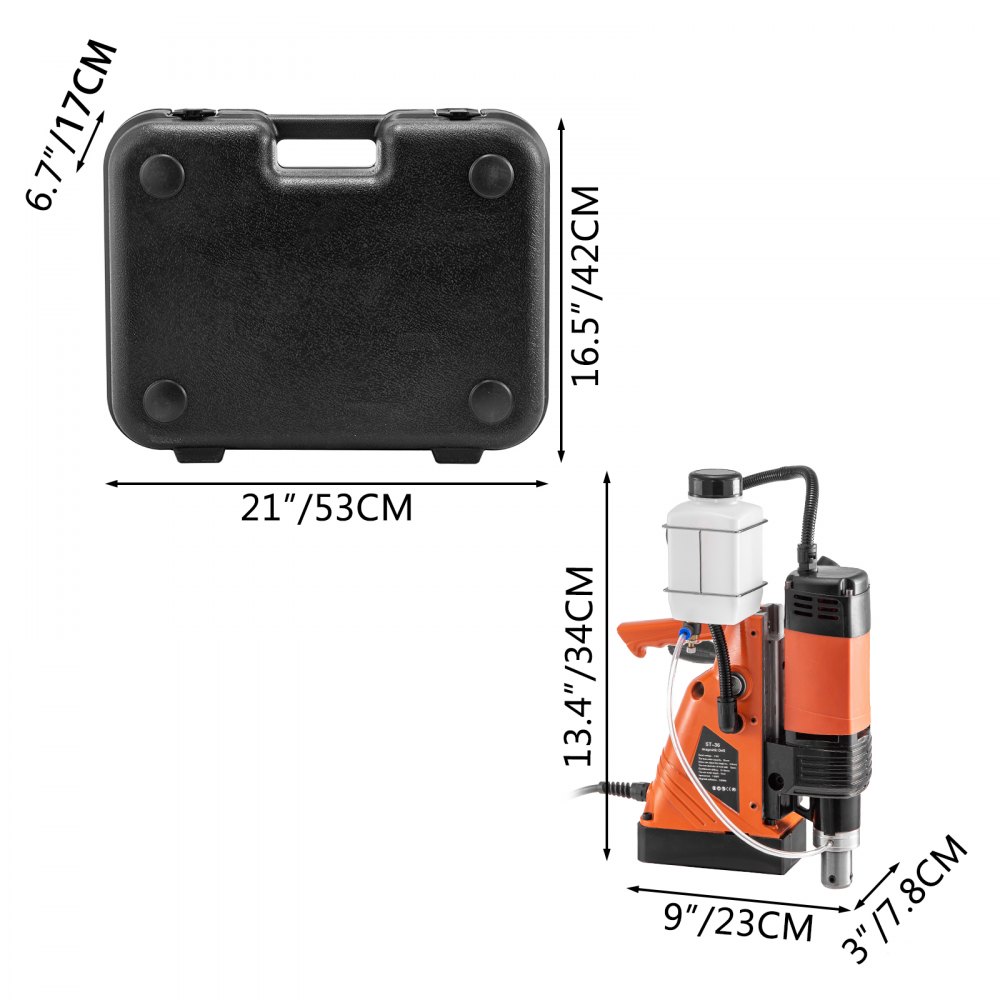 VEVOR Taladro de Base Magnética 10,000 N /1100 W 6 PCS Velocidad de 700 RPM