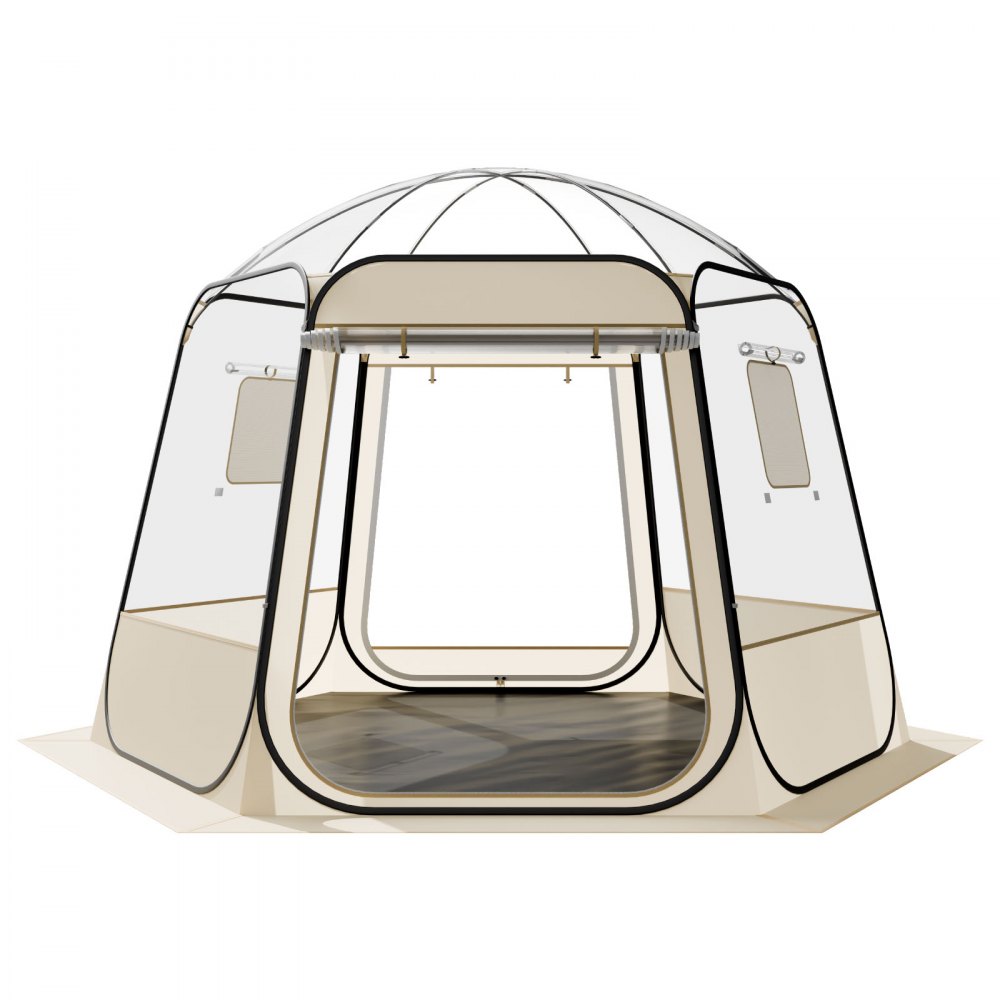 VEVOR Tienda de Campaña Plegable, 305 x 275 x 220 cm, Impermeable y Resistente a Los Rayos UV, Tienda Transparente con Ventanas y Vista Panorámica de 540° para 4-8 Personas para Patio y Jardín