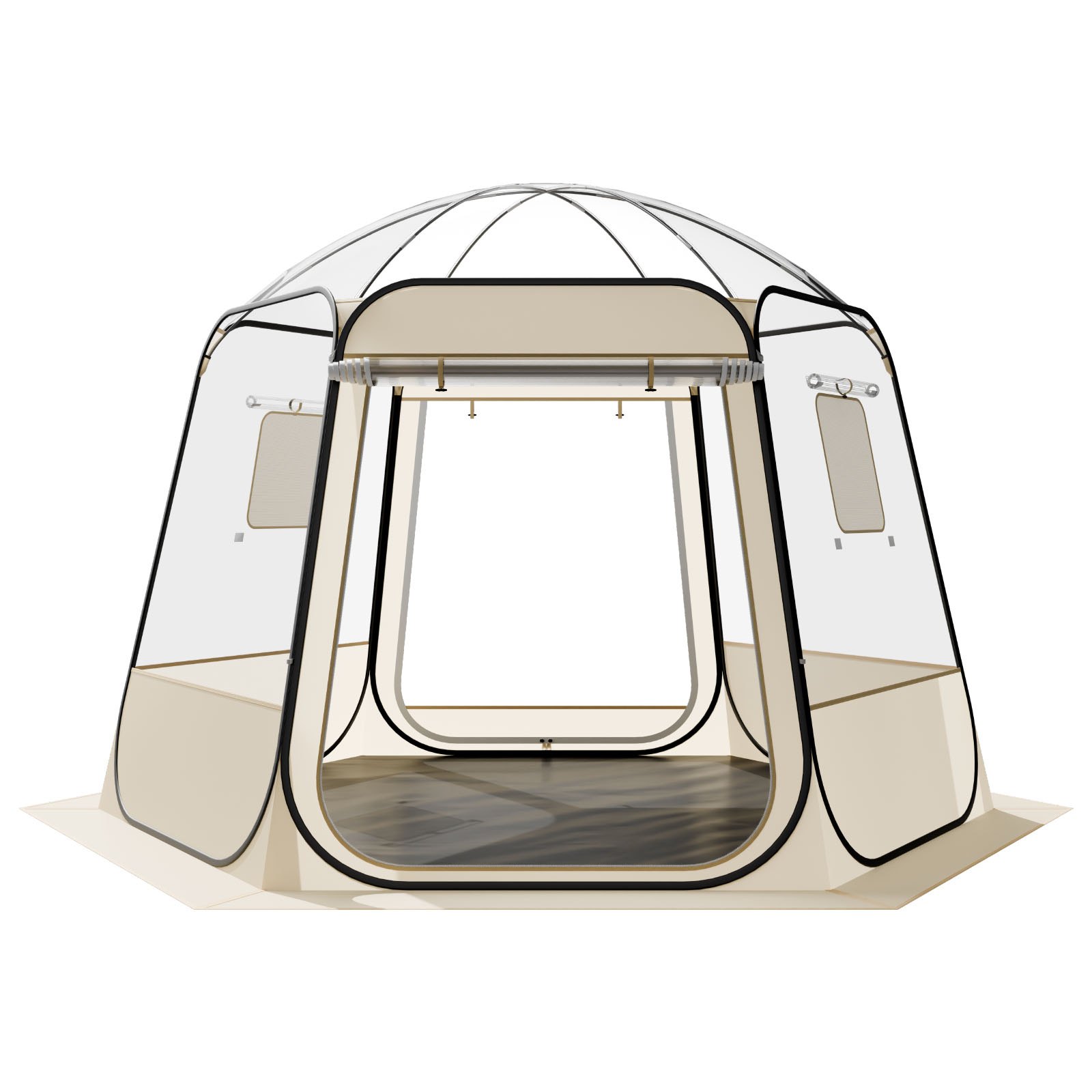VEVOR Tienda de Campaña Plegable, 305 x 275 x 220 cm, Impermeable y Resistente a Los Rayos UV, Tienda Transparente con Ventanas y Vista Panorámica de 540° para 4-8 Personas para Patio y Jardín