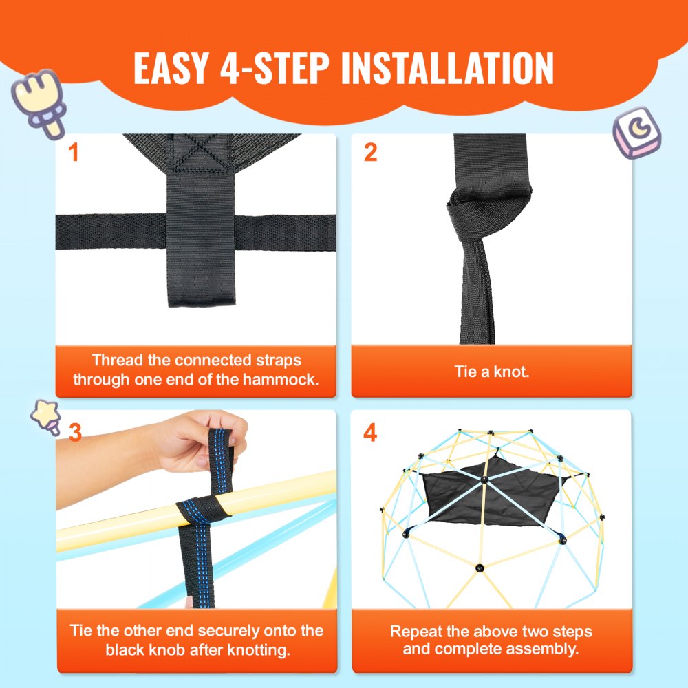 VEVOR Hammock, accessory for climbing dome, suitable for 304.8 cm climbing dome, load capacity 158 kg, outdoor climbing frame hammock (hammock only)