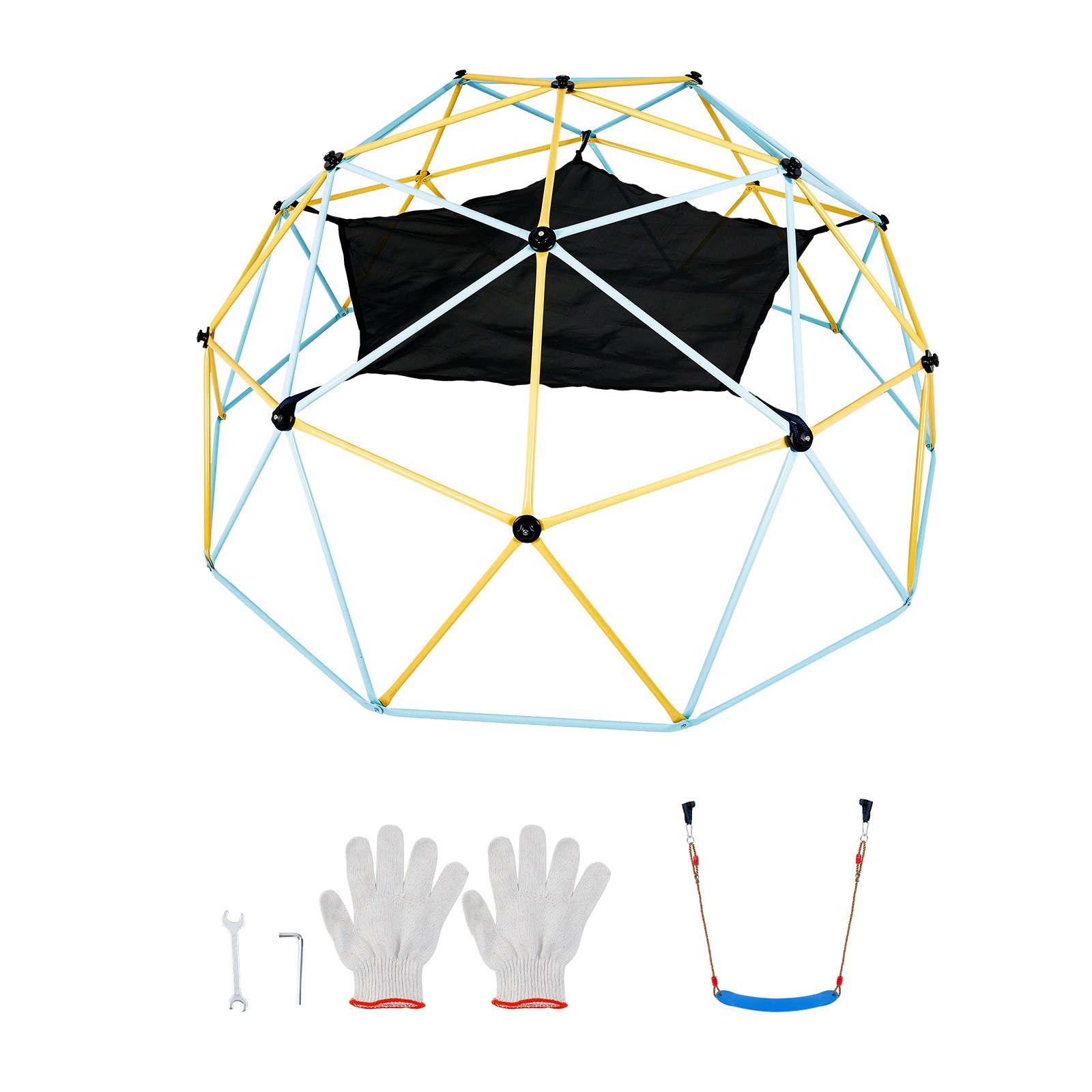VEVOR Cúpula de Escalada, Escalador de Cúpula Geométrica con Hamaca y Columpio para Niños de 3 a 10 Años con Agarre para Escalar, Equipo de Juego para Patio Trasero al Aire Libre, 305 x 305 x 152,5 cm