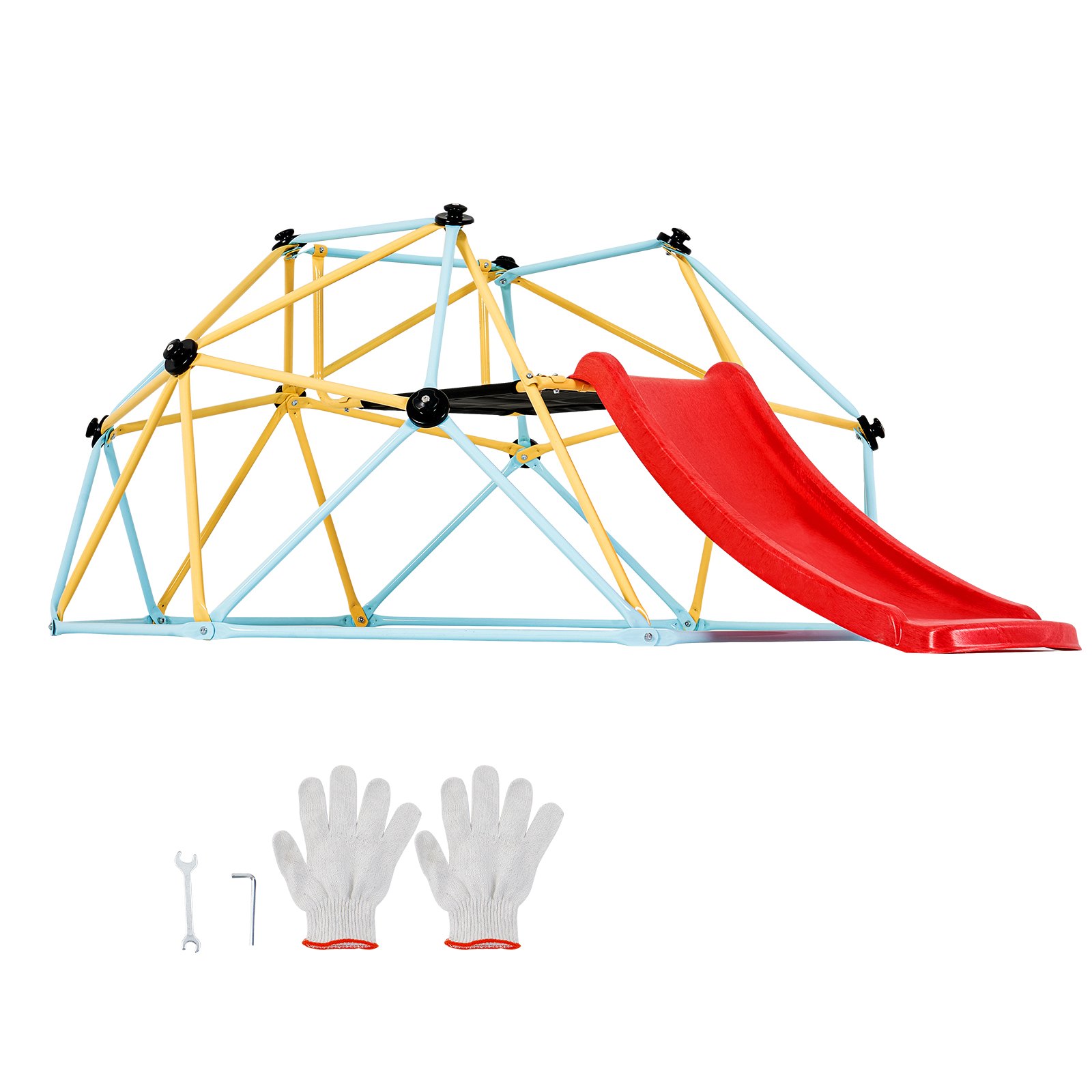 VEVOR Cúpula de Escalada, Escalador de Cúpula Geométrica con Tobogán, para Niños de 3 a 9 Años, con Agarre de Escalada, Equipo de Juego para Exteriores e Interiores para Niños, 183 x 244 x 91,5 cm