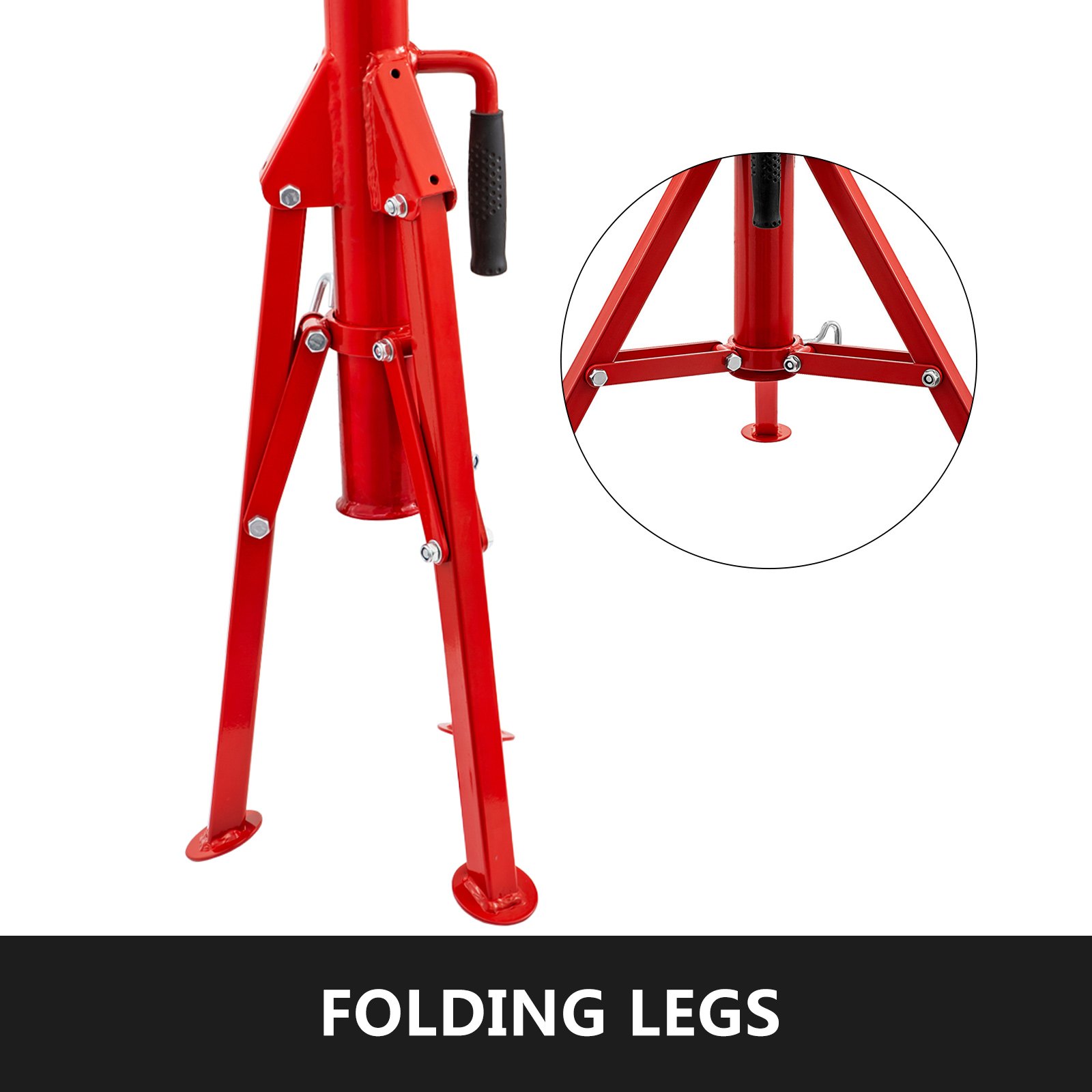 VEVOR Soporte para Tubería Plegable con Cabeza en V de Transferencia de 2 Bolas y Patas Plegables 1134 kg Altura Ajustable 71-131 cm Tipo 1107A Adecuado para la Mayoría de Los Trabajos de Tubería