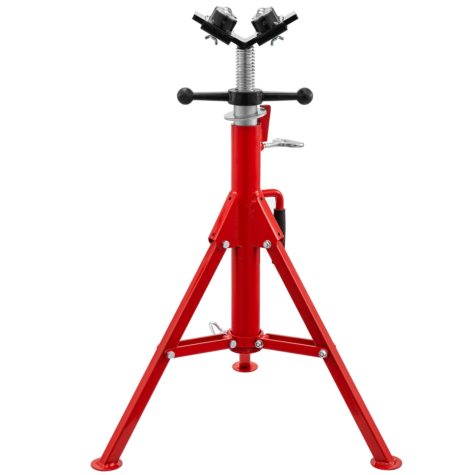 VEVOR Soporte para Tubería Plegable con Cabeza en V de Transferencia de 4 Bolas y Patas Plegables 2 T Altura Ajustable 71 - 131 cm Tipo 1107B Adecuado para la Mayoría de Los Trabajos de Tubería