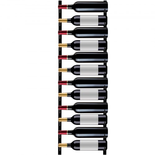 VEVOR Botellero Vertical de Pared 12 Botellas Estante Vertical para Vino 1220x150x25 mm Botellero Metálico de Pared Vertical de Acero Q235 con Recubrimiento para Colgar Toallas Botellas de Vino Negro