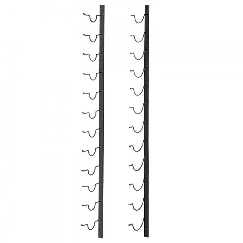 VEVOR Botellero Vertical de Pared 12 Botellas Estante Vertical para Vino 1220x150x25 mm Botellero Metálico de Pared Vertical de Acero Q235 con Recubrimiento para Colgar Toallas Botellas de Vino Negro
