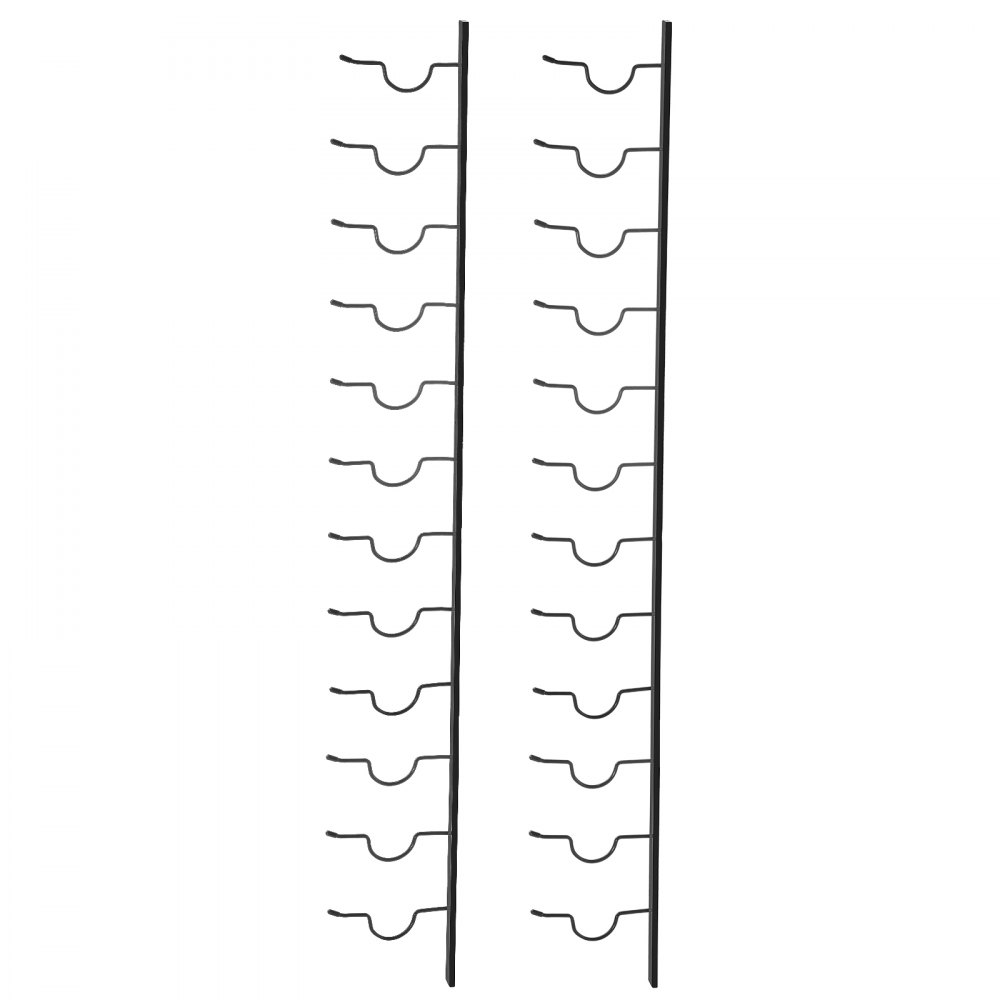VEVOR Botellero Vertical de Pared 12 Botellas Estante Vertical para Vino 1220x150x25 mm Botellero Metálico de Pared Vertical de Acero Q235 con Recubrimiento para Colgar Toallas Botellas de Vino Negro