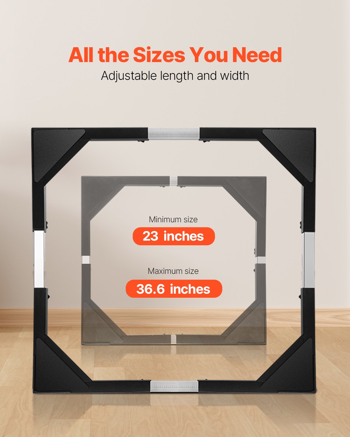 VEVOR Base Móvil para Muebles 930 x 810 x 100 mm con 8 Ruedas Gemelas con Bloqueo y 4 Frenos, Capacidad de Carga de 544 kg, Plataforma Rodante Ajustable de 584,2-929,64 mm para Lavadora, Frigorífico