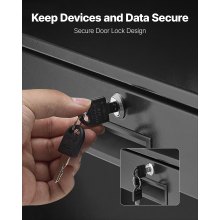 VEVOR Cajón para Montaje en Rack de 2U, Carga de 22,68 kg, Cajón Deslizante con Cerradura y Orificios para Gestión de Cables, para Rack o Gabinete de AV para Servidores de Equipos de Red de 48,26 cm