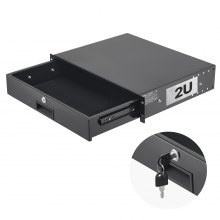 VEVOR Cajón para Montaje en Rack de 2U, Carga de 22,68 kg, Cajón Deslizante con Cerradura y Orificios para Gestión de Cables, para Rack o Gabinete de AV para Servidores de Equipos de Red de 48,26 cm