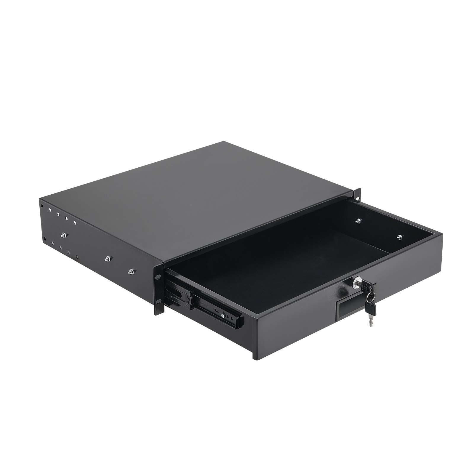VEVOR Cajón para Montaje en Rack de 2U, Carga de 22,68 kg, Cajón Deslizante con Cerradura y Orificios para Gestión de Cables, para Rack o Gabinete de AV para Servidores de Equipos de Red de 48,26 cm