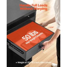 VEVOR Cajón para Montaje en Rack de 3U, Carga de 22,68 kg, Cajón Deslizante con Cerradura y Orificios para Gestión de Cables, para Rack o Gabinete de AV para Servidores de Equipos de Red de 48,26 cm