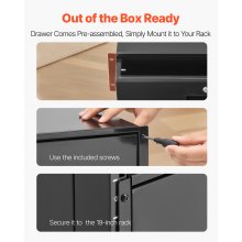 VEVOR Cajón para Montaje en Rack de 3U, Carga de 22,68 kg, Cajón Deslizante con Cerradura y Orificios para Gestión de Cables, para Rack o Gabinete de AV para Servidores de Equipos de Red de 48,26 cm