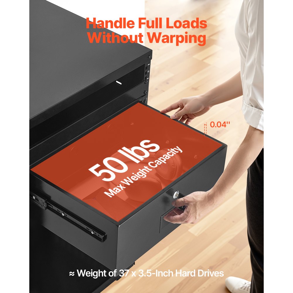 VEVOR Cajón para Montaje en Rack de 4U, Carga de 22,68 kg, Cajón Deslizante con Cerradura y Orificios para Gestión de Cables, para Rack o Gabinete de AV para Servidores de Equipos de Red de 48,26 cm