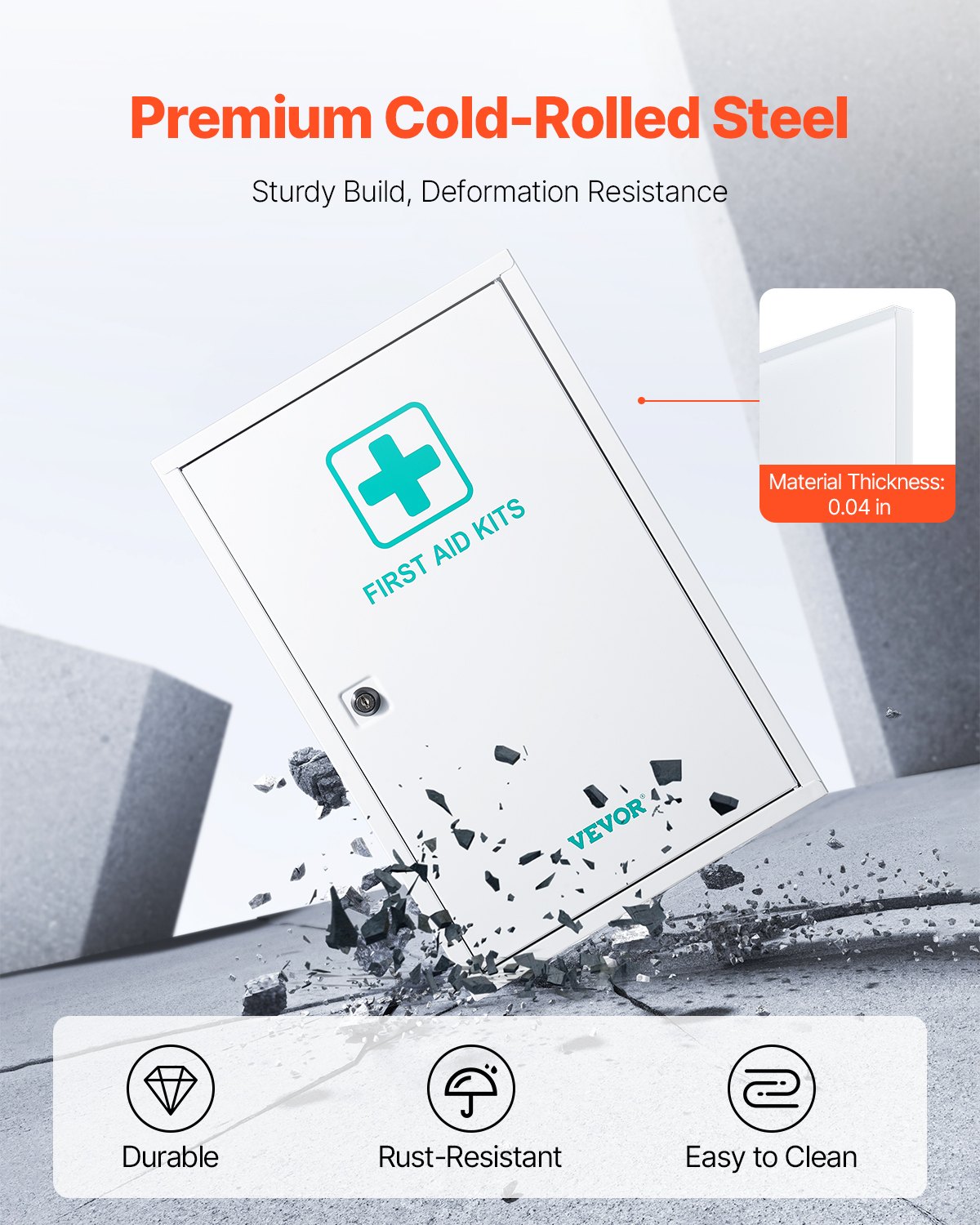 VEVOR Botiquín de Primeros Auxilios de 3 Estantes, Botiquín Grande Metálico Industrial de Emergencia 460 x 300 x 140 mm con 1000 Piezas de Suministros Médicos para Empresas y Lugares de Trabajo