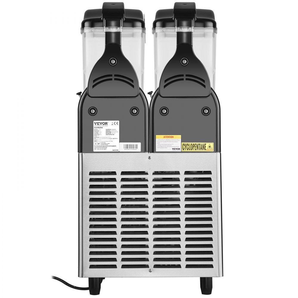 VEVOR Máquina de Granizados Comercial de 2 x 12 L 2 Tazones Máquina para Hacer Granizados de Bebidas Congeladas de Acero Inoxidable y PC con Panel de Control para Restaurantes Cafeterías Bares