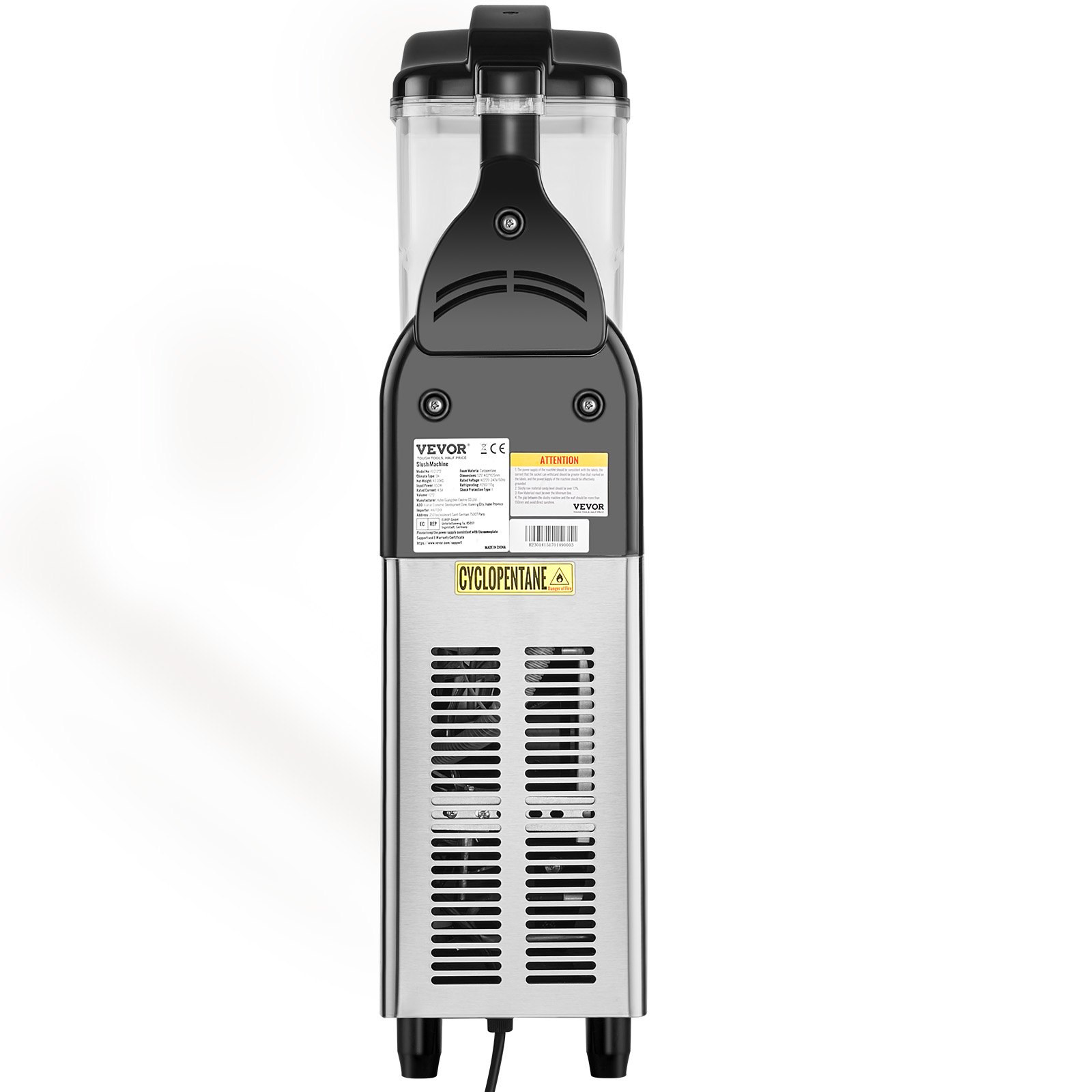 VEVOR Máquina de Granizados Comercial de 12L/3,2 Gal Un Tazón Máquina para Hacer Granizados de Bebidas Congeladas de Acero Inoxidable y PC con Panel de Control 500 W para Restaurantes Cafeterías Bares