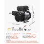 VEVOR Fuel Transfer Pump 230V, 16 GPM 60 L/min, AC Electric Oil Transfer Pump for Diesel Kerosene Biodiesel, with Auto Fuel Nozzle & 2 Hoses, 45 ft/13.7 m Max Lift, for Vehicles, Construction Sites