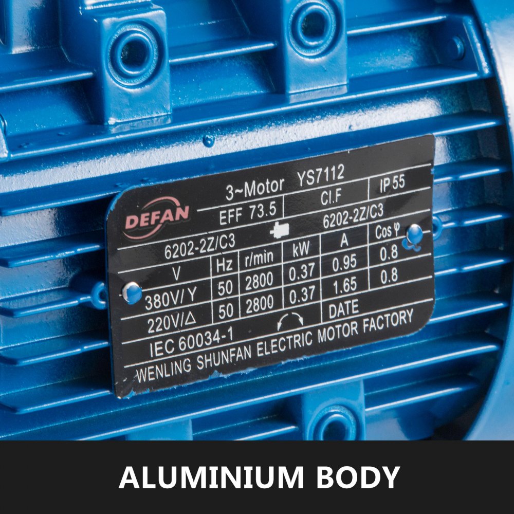 0.37kw 3000 rpm/min Alternador Trifásico Asincronismo Aluminio Fácil Transporte